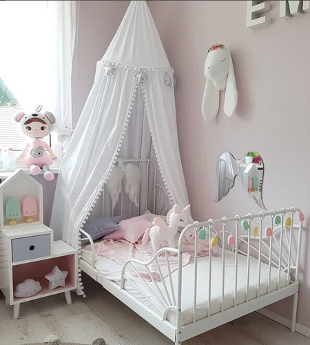 Nordic ins new mosquito net children's room decoration fur ball dome bed tent bed curtain tent mosquito net three colors