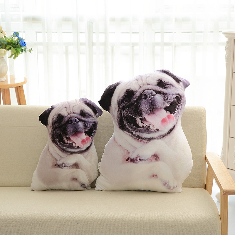 Almohada de perro creativo 3D simulación Husky cojín dos ha mirar detrás perro de peluche juguete perro cabeza muñeca