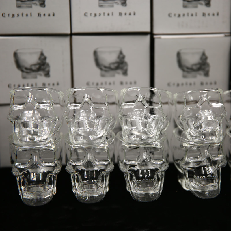 Cráneo hueso copa de vino taza de agua cristal cráneo vaso de cerveza barra personalizada creativo doble capa de vidrio transparente