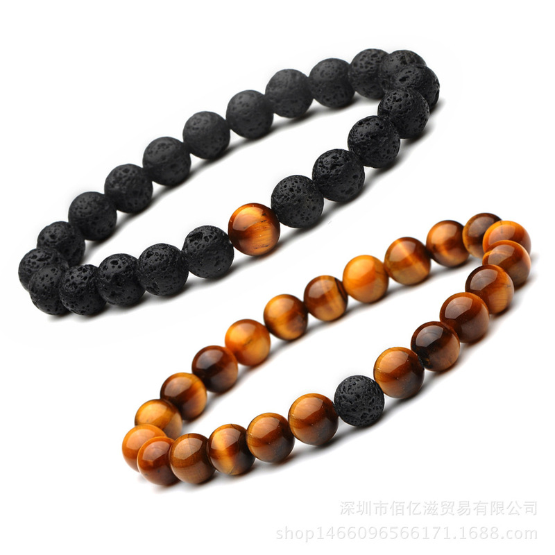 8mm Lava Volcanic Stone Bracelet Tiger Eye Distance Friendship Couple Bracelet Drops Essential Oil Aromatherapy Jewelry