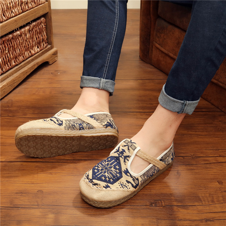 Explosions of National Wind spring and summer totem cotton linen flat heel Breathable linen casual cloth shoes men's tide lovers a generation of hair