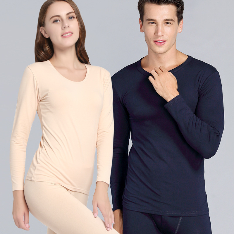 2025 Autumn/Winter Men's and Women's Thermal Underwear Set Lycra Pure Cotton Men's Autumn Clothes and Pants Couple Solid Color Round Neck Base Layer 2025 Autumn/Winter Men's and Women's Thermal Underwear Set Lycra Pure Cotton Men's Autumn Clothes and Pants Couple Solid Color Round Neck Base Layer