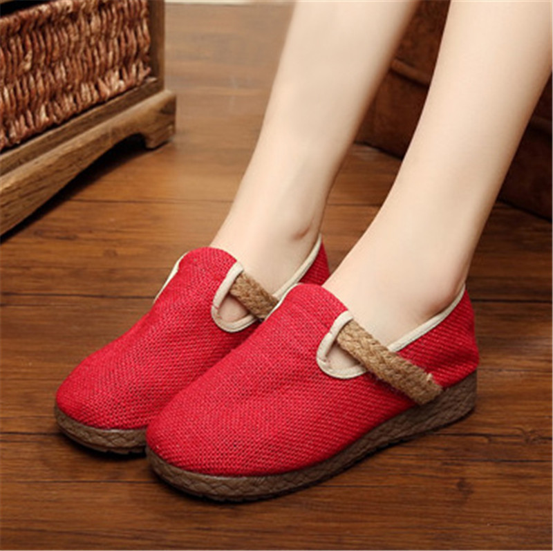 云南中国风大理休闲鞋泰国纯麻文艺亚麻鞋小清新素色布鞋复古草鞋