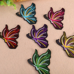Fashion Computer Embroidered Patch with Flowers, Butterflies, for Clothes and Pants, Stitching Hole Repair Decorative Patches with Backing, Iron-on