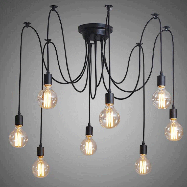 Cross-Border 6-Head Goddess Scattering Flower Chandelier Office Creative Stylish Industrial Style American Retro Edison Spider Lamp