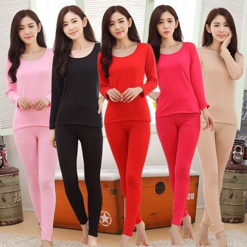 Sweet Dreams Autumn Clothes and Autumn Pants Set Women's Round Neck Slim Fit Autumn and Winter Pajamas Bottoming Thermal Underwear Plus Velvet