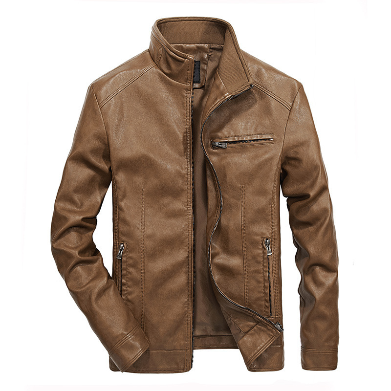Factory Direct Sales Cross-Border Foreign Trade Men's Clothing New Style Men's Motorcycle Thin Leather Jacket Youth Casual Large Size Jacket Coat