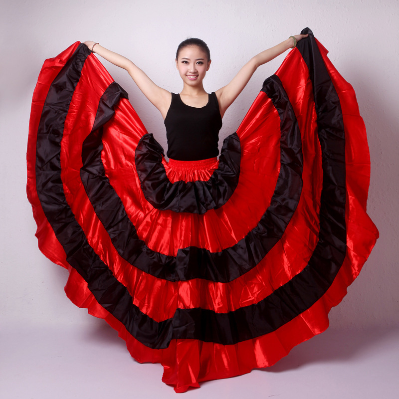 Spanish bullfight dance skirt belly dance skirt opening dance big swing skirt split skirt performance dress slim