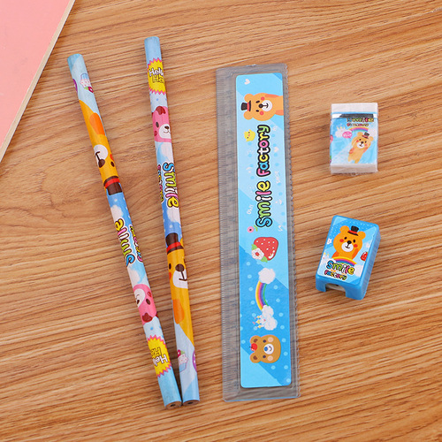 Creative children's stationery set, cute cartoon learning stationery five-piece set for primary school students, prize gifts, factory direct sales