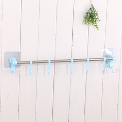 拉絲銀強力無痕單杆毛巾架 衛生間牆貼毛巾掛 洗澡間浴室用品用具