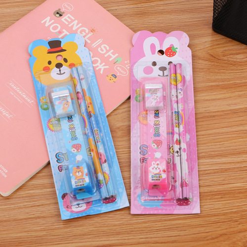Creative children's stationery set, cute cartoon learning stationery five-piece set for primary school students, prize gifts, factory direct sales