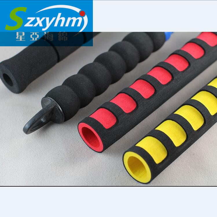 双色拼接打磨NBR异形海绵手把套 高硬度防滑套 撕不破的海绵把套