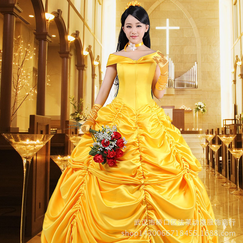 Grimm's Fairy Tale Beauty and the Beast Cos Princess Belle Dress Princess Belle Stage Performance Clothing Cos Women's Clothing Grimm's Fairy Tale Beauty and the Beast Cos Princess Belle Dress Princess Belle Stage Performance Clothing Cos Women's Clothing