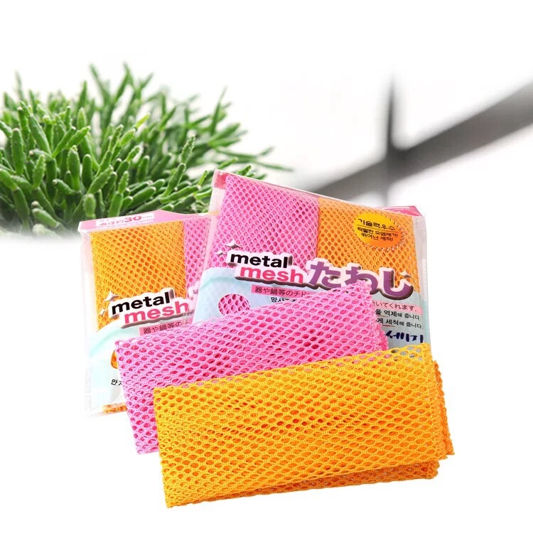 Korean Magic Mesh Non-Stick Oil Dishwashing Cloth Mesh Dish Towel 2P Mesh Cleaning Scouring Pad Wholesale