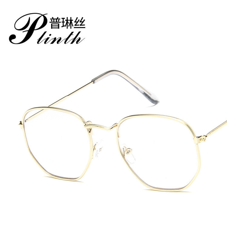 2017 Retro Metal Small Square Glasses Frame 3548 Artistic Harajuku Polygonal Frame Mirror Trendy Flat Mirror