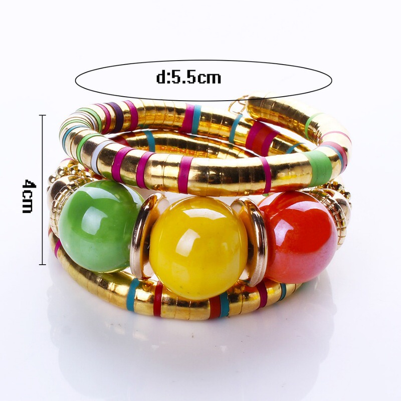 European and American Cross-border Three-circle Bracelet Creative Spacer Bead Elastic Snake Bone Bracelet Women's Stacked Multi-layer Bracelet European and American Cross-border Three-circle Bracelet Creative Spacer Bead Elastic Snake Bone Bracelet Women's Stacked Multi-layer Bracelet