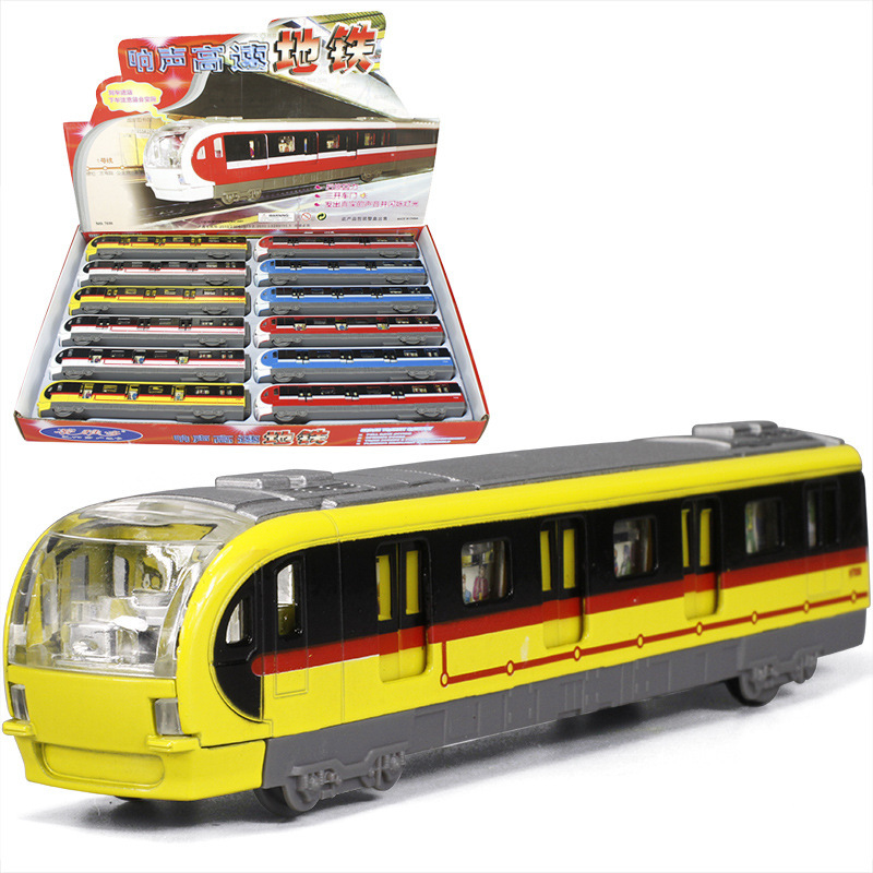 [Loose] Tia Multi-Sound and Light Pull-Back Subway High-Speed Train Alloy Material Kidsren's Toy 7030 Model Car