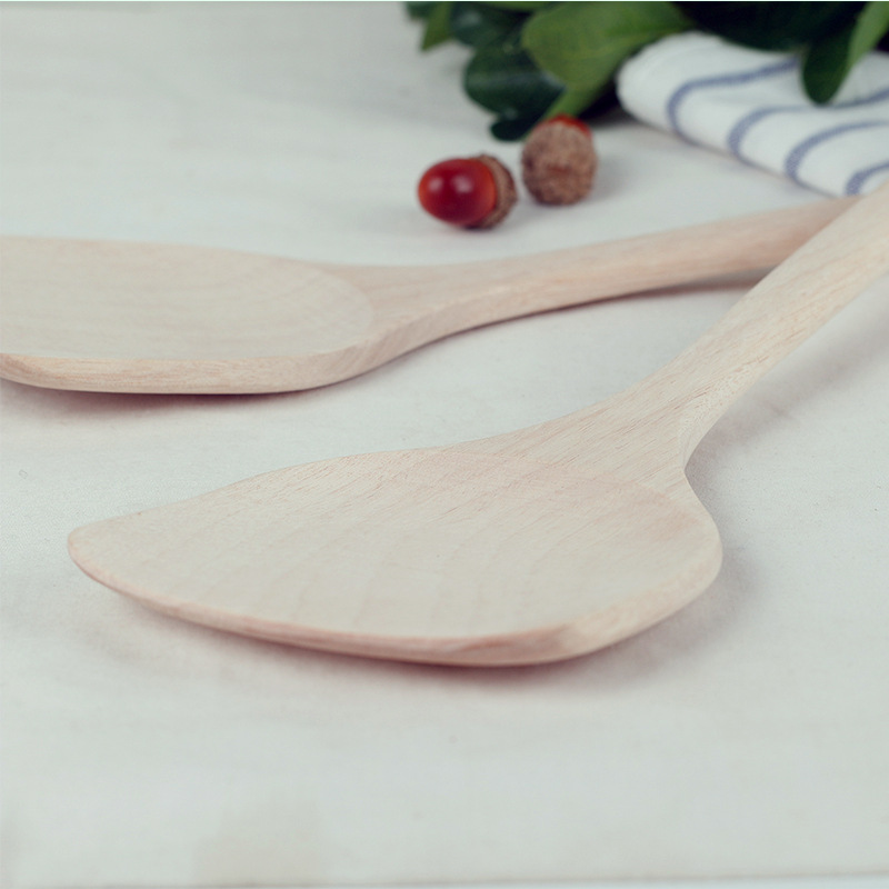 Pala de madera de mango largo sin pintar Espátula de estilo japonés y coreano pala de mango largo mango recto pala de cocina de madera antiadherente pan regalo fabricante T