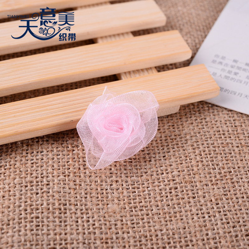 Fábrica 3cm cinta de nieve Rosa pequeña flor hecha a mano DIY arco ropa para niños pequeña flor