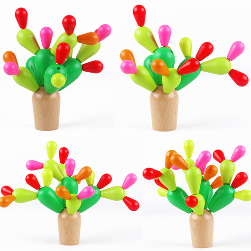 Wooden hands-on cactus cactus disassembly building blocks children's educational multi-functional disassembly and assembly toys