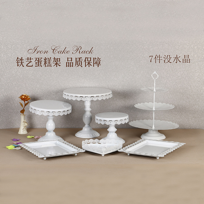 Decoración de mesa de postre de boda de oro soporte de la torta Europea Placa de pastel de encaje de boda pastelería de hierro soporte 12 traje