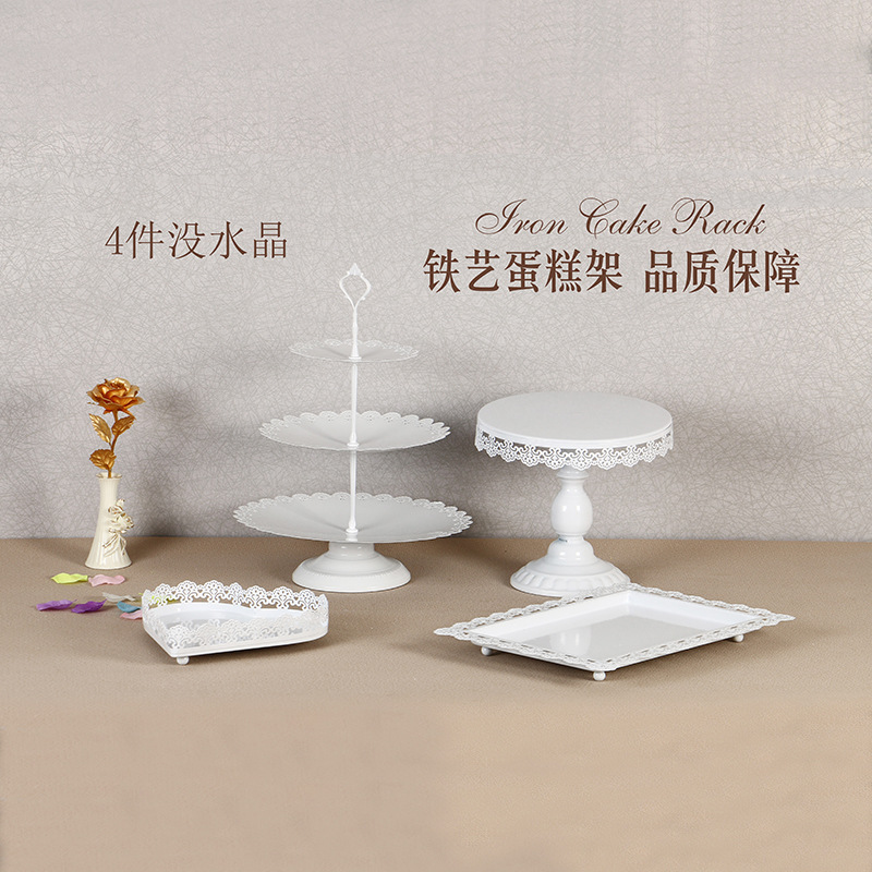 Decoración de mesa de postre de boda de oro soporte de la torta Europea Placa de pastel de encaje de boda pastelería de hierro soporte 12 traje