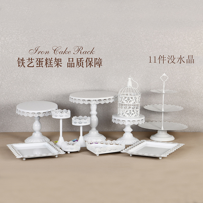 Decoración de mesa de postre de boda de oro soporte de la torta Europea Placa de pastel de encaje de boda pastelería de hierro soporte 12 traje