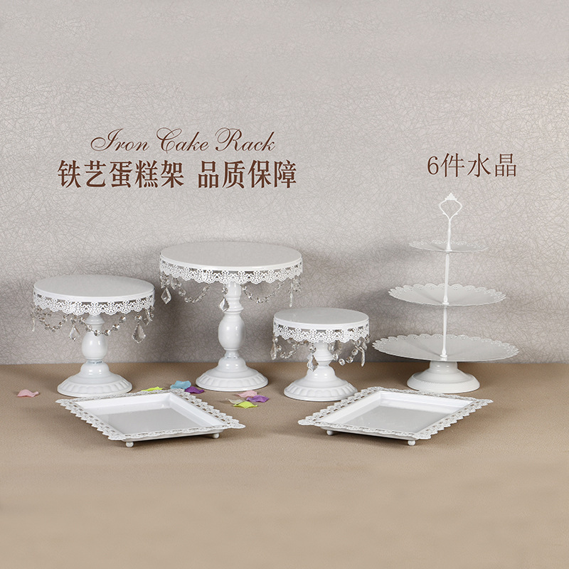 Decoración de mesa de postre de boda de oro soporte de la torta Europea Placa de pastel de encaje de boda pastelería de hierro soporte 12 traje