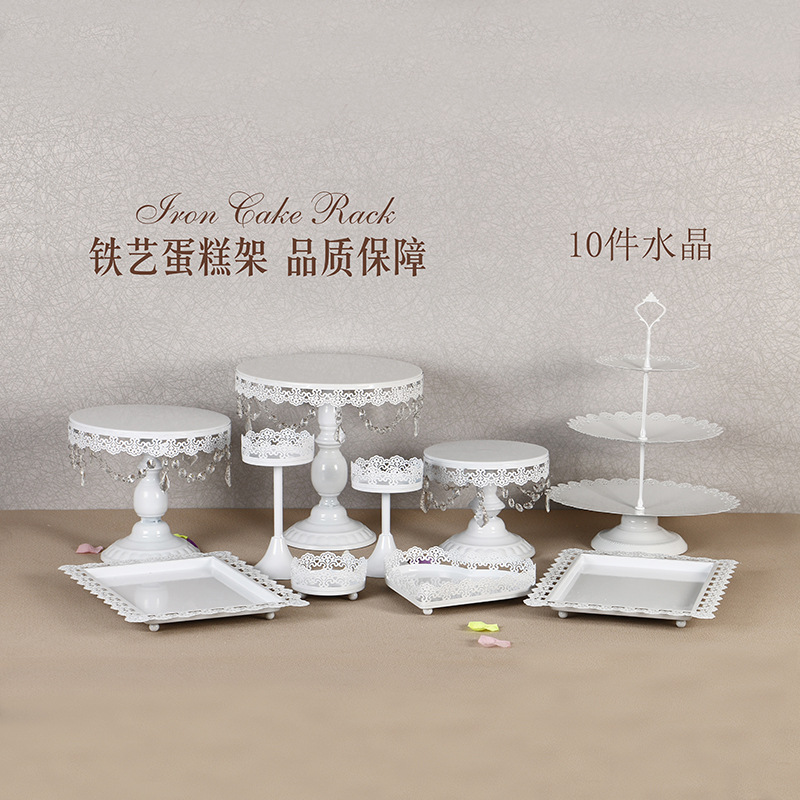 Decoración de mesa de postre de boda de oro soporte de la torta Europea Placa de pastel de encaje de boda pastelería de hierro soporte 12 traje