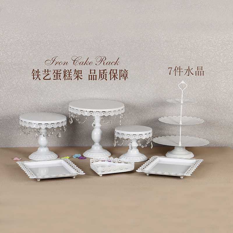 Decoración de mesa de postre de boda de oro soporte de la torta Europea Placa de pastel de encaje de boda pastelería de hierro soporte 12 traje