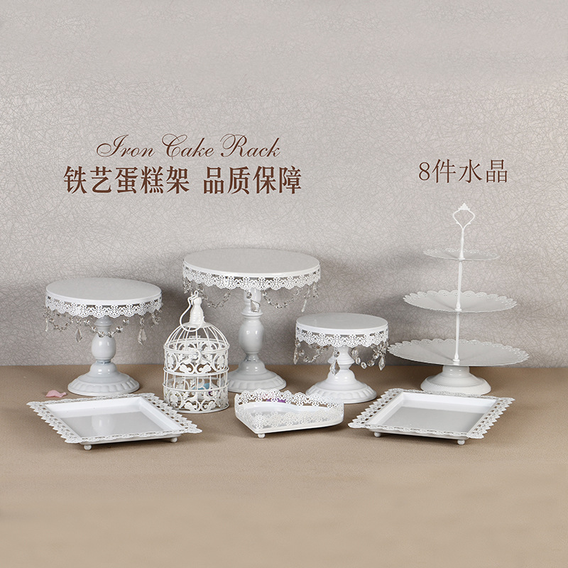 Decoración de mesa de postre de boda de oro soporte de la torta Europea Placa de pastel de encaje de boda pastelería de hierro soporte 12 traje