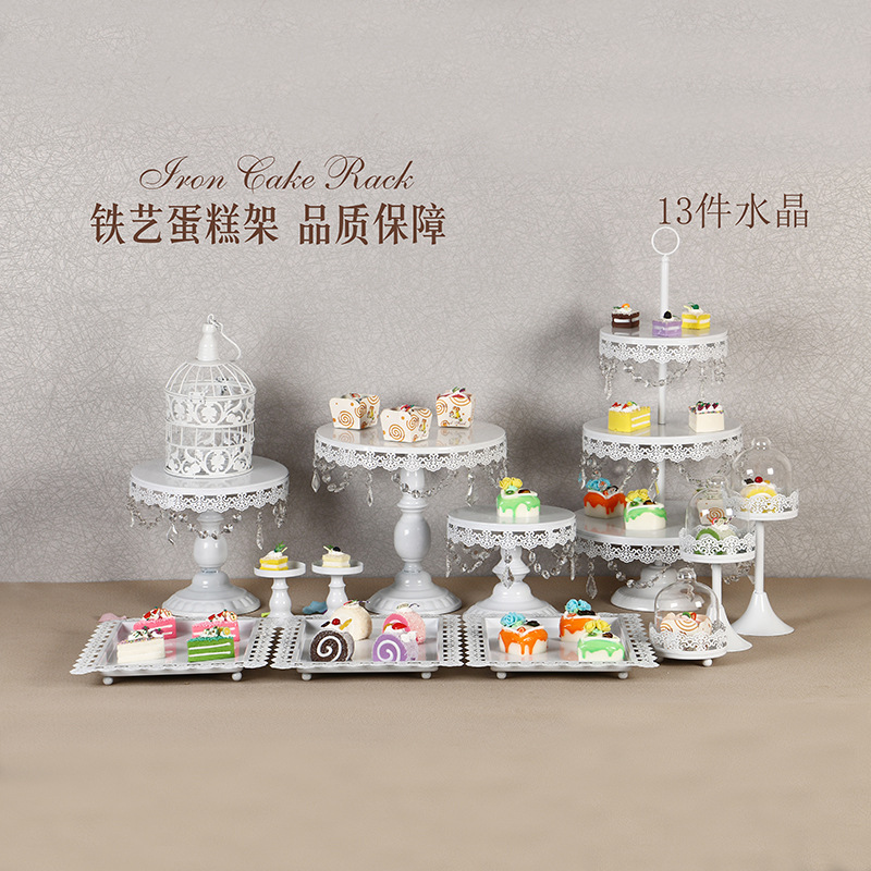 Decoración de mesa de postre de boda de oro soporte de la torta Europea Placa de pastel de encaje de boda pastelería de hierro soporte 12 traje