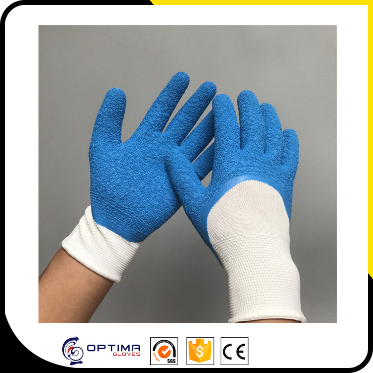 13针涤纶尼龙四分之三浸乳胶起皱耐磨防滑手套浸胶工作手套