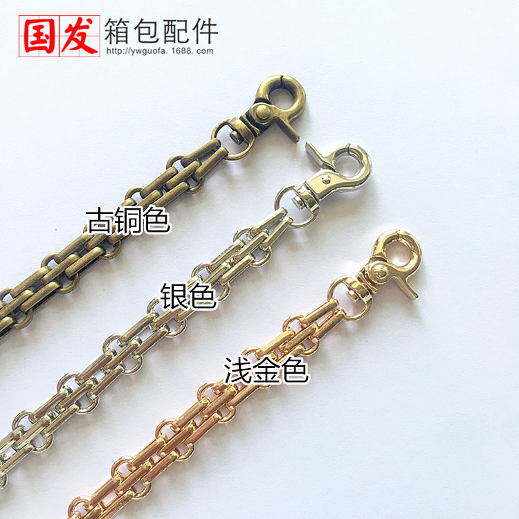 25cm de tres filas de cadena con doble botón de langosta bronce dorado plata cadena pulsera cadena corta   0665