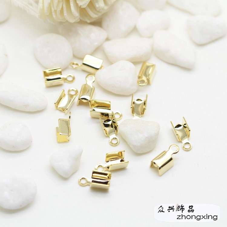 diy饰品配件韩版14k真金白金迷你单吊夹扣 项链手链配件4mm饰品扣