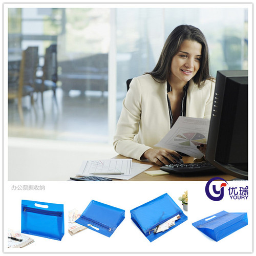 Plastic portable PVC zipper document bag PVC cosmetic packaging bag Voltage PVC travel storage toiletry bag