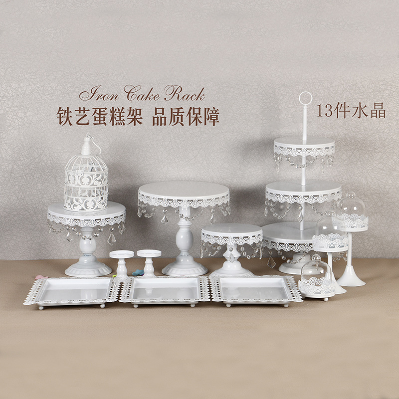 Decoración de mesa de postre de boda de oro soporte de la torta Europea Placa de pastel de encaje de boda pastelería de hierro soporte 12 traje