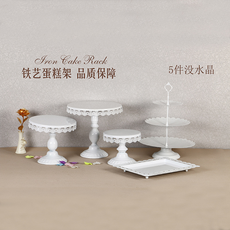 Decoración de mesa de postre de boda de oro soporte de la torta Europea Placa de pastel de encaje de boda pastelería de hierro soporte 12 traje