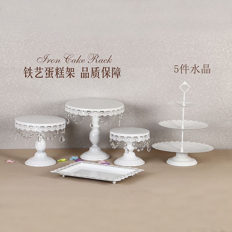 Decoración de mesa de postre de boda de oro soporte de la torta Europea Placa de pastel de encaje de boda pastelería de hierro soporte 12 traje