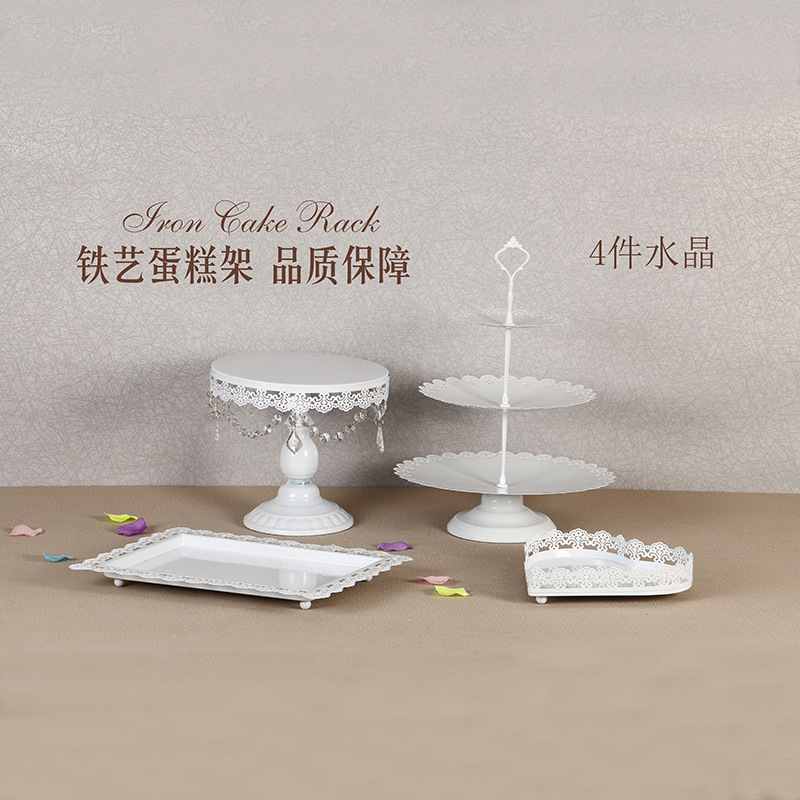 Decoración de mesa de postre de boda de oro soporte de la torta Europea Placa de pastel de encaje de boda pastelería de hierro soporte 12 traje