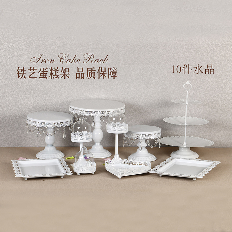 Decoración de mesa de postre de boda de oro soporte de la torta Europea Placa de pastel de encaje de boda pastelería de hierro soporte 12 traje