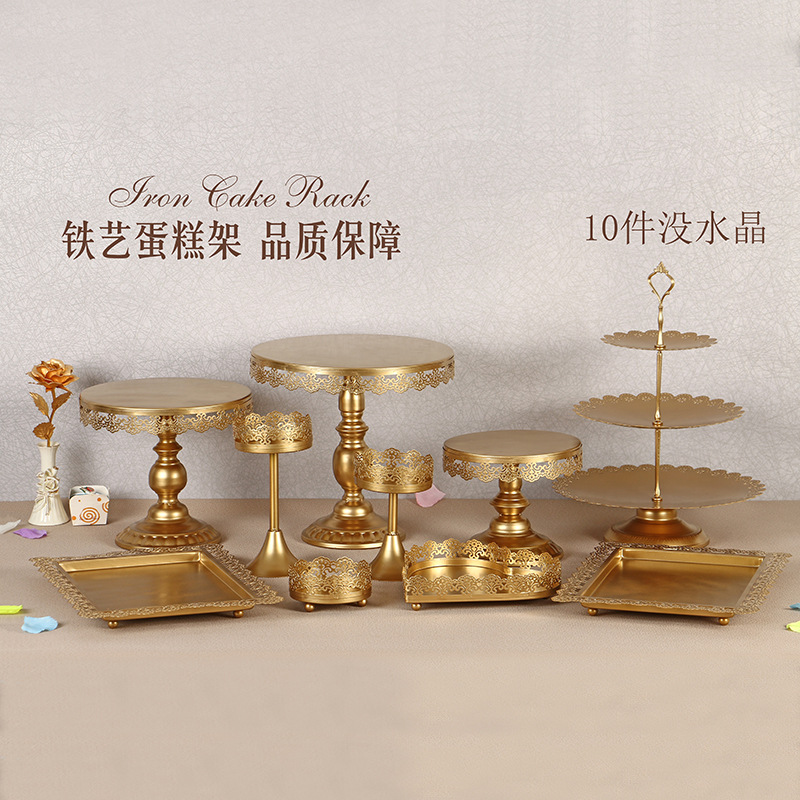 Estante de pastel de hierro boda postre pastelería bandeja de pastel postre de boda decoración de mesa snack rack conjunto de 13 piezas