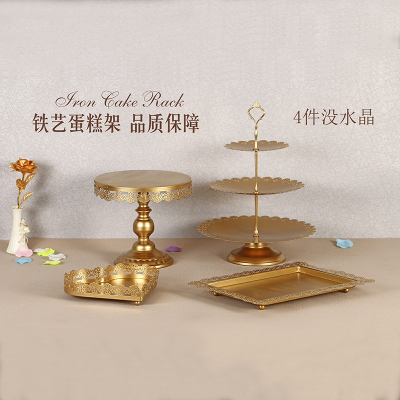 Estante de pastel de hierro boda postre pastelería bandeja de pastel postre de boda decoración de mesa snack rack conjunto de 13 piezas