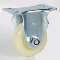 工业白色静音定向脚轮 固定轮尼龙万向轮 平板手推车拖车定向脚轮