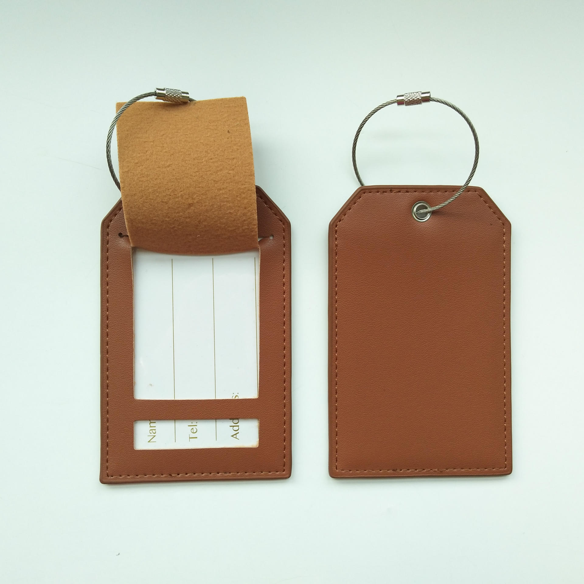 纯色钢丝圈翻盖行李牌   旅行箱挂牌吊牌地址识别牌   可加印logo