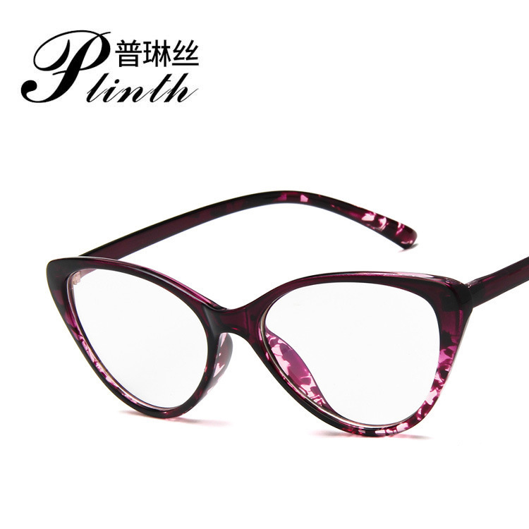 2017 New Fashion Cat's eye glasses frame literary small fresh glasses frame Europe and the United States with myopia flat lens 2383