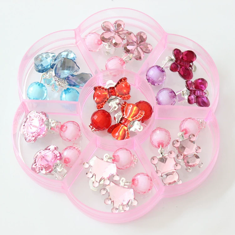 Детские клипсы для ушей, 7 пар сережек с пирсингом для девочек, длинные жемчужные серьги с кисточками и кристаллами в милом стиле