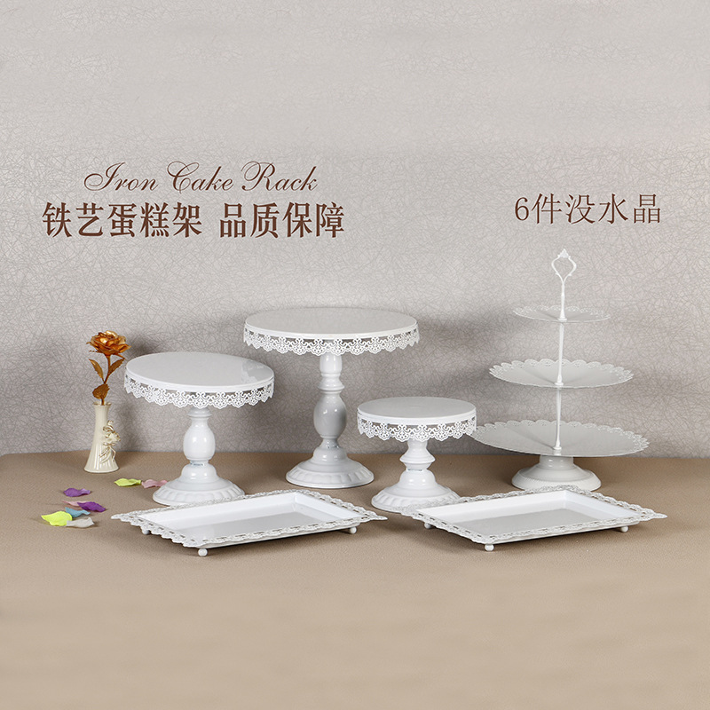 Decoración de mesa de postre de boda de oro soporte de la torta Europea Placa de pastel de encaje de boda pastelería de hierro soporte 12 traje