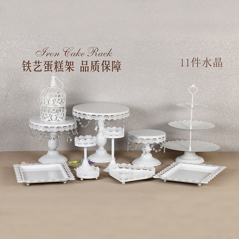 Decoración de mesa de postre de boda de oro soporte de la torta Europea Placa de pastel de encaje de boda pastelería de hierro soporte 12 traje