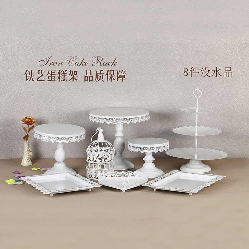 Decoración de mesa de postre de boda de oro soporte de la torta Europea Placa de pastel de encaje de boda pastelería de hierro soporte 12 traje